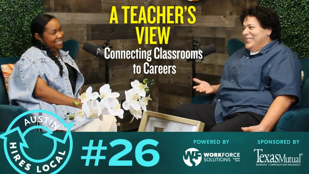 Austin Hires Local podcast episode thumbnail featuring Elaine Diaz